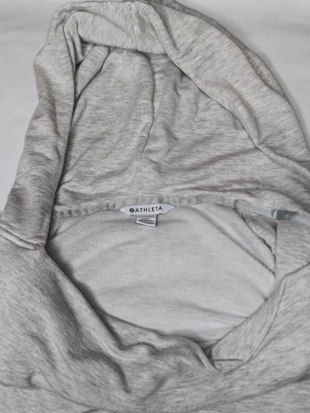 Athleta Purana Wrap Sweatshirt Large Gray Heather Ribbed Long Sleeve Top - Picture 9 of 15